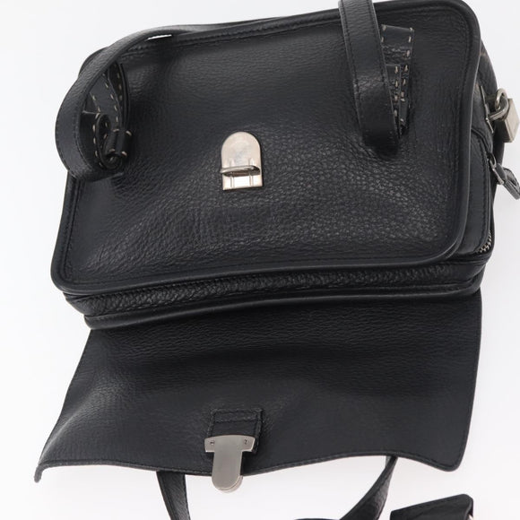 PRADA Vienna Fifty Hand Bag Leather Black Silver BR1932 Auth mr2512A