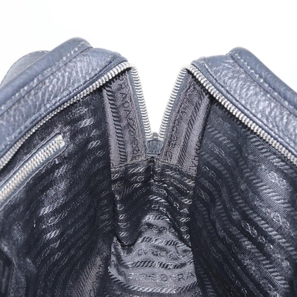 PRADA Vienna Fifty Hand Bag Leather Black Silver BR1932 Auth mr2512A