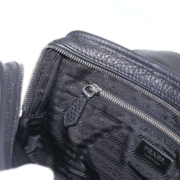 PRADA Vienna Fifty Hand Bag Leather Black Silver BR1932 Auth mr2512A