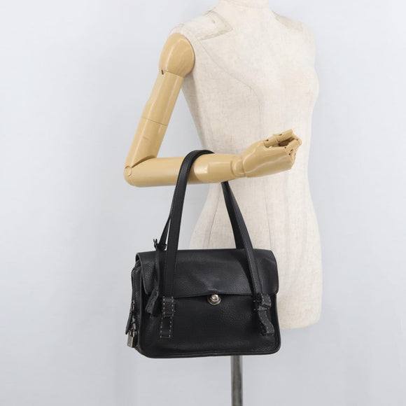PRADA Vienna Fifty Hand Bag Leather Black Silver BR1932 Auth mr2512A