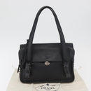 PRADA Vienna Fifty Hand Bag Leather Black Silver BR1932 Auth mr2512A-27