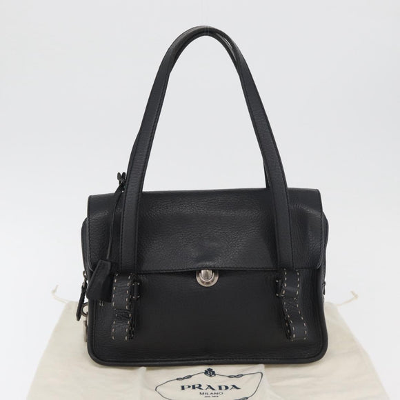 PRADA Vienna Fifty Hand Bag Leather Black Silver BR1932 Auth mr2512A