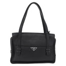 PRADA Vienna Fifty Hand Bag Leather Black Silver BR1932 Auth mr2512A-3