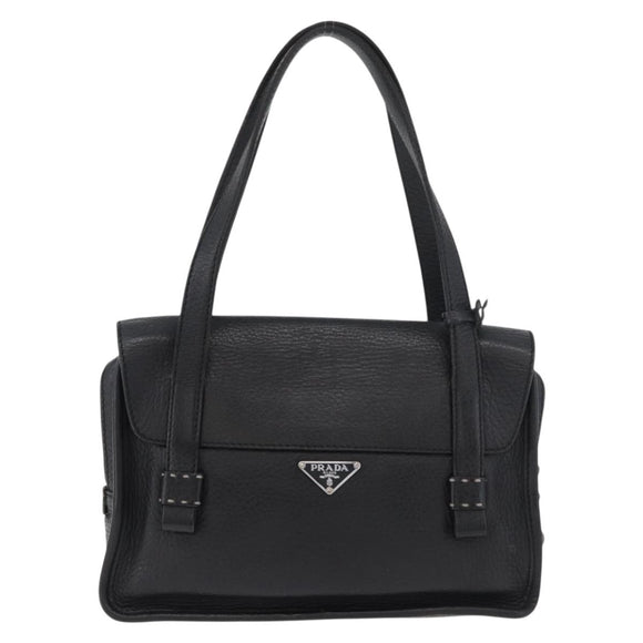 PRADA Vienna Fifty Hand Bag Leather Black Silver BR1932 Auth mr2512A