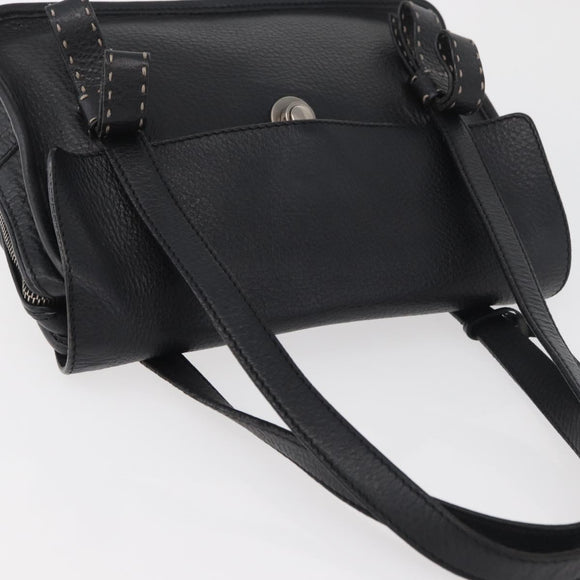 PRADA Vienna Fifty Hand Bag Leather Black Silver BR1932 Auth mr2512A