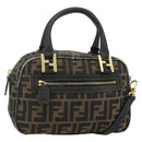 FENDI Zucca Canvas Hand Bag 2way Black Brown Auth mr2513-1
