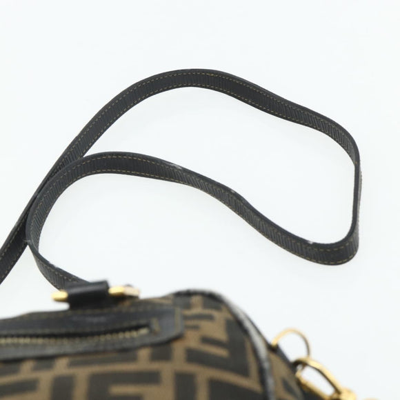 FENDI Zucca Canvas Hand Bag 2way Black Brown Auth mr2513