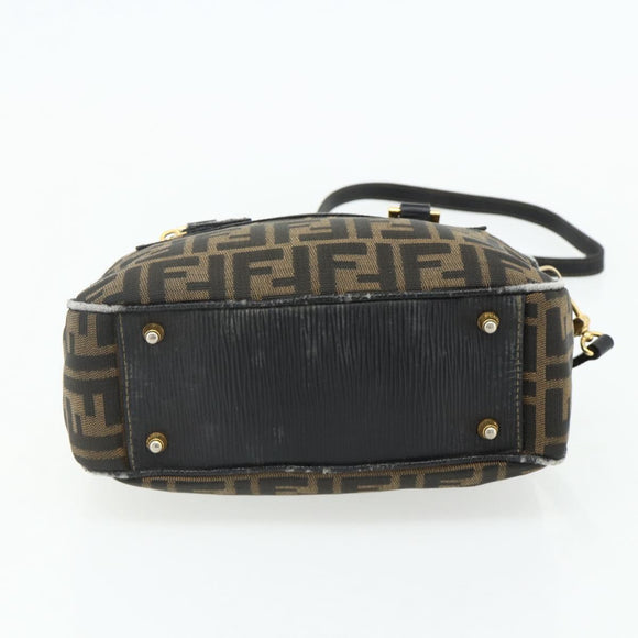 FENDI Zucca Canvas Hand Bag 2way Black Brown Auth mr2513