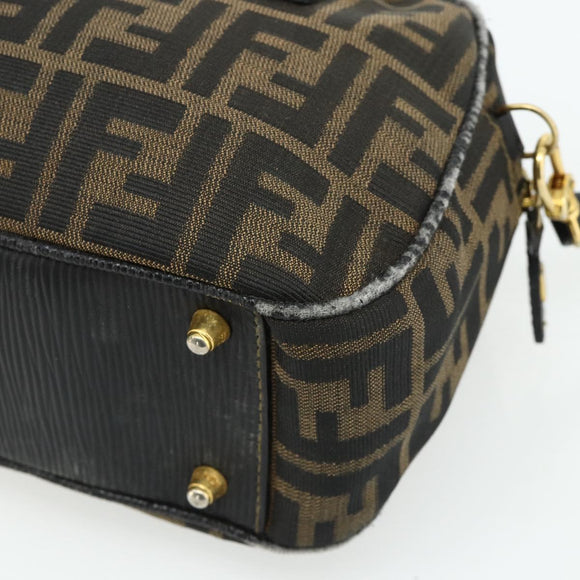 FENDI Zucca Canvas Hand Bag 2way Black Brown Auth mr2513