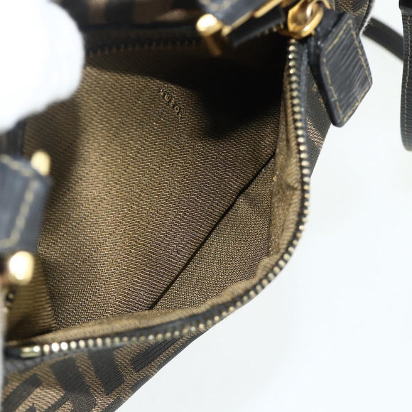 FENDI Zucca Canvas Hand Bag 2way Black Brown Auth mr2513