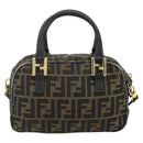 FENDI Zucca Canvas Hand Bag 2way Black Brown Auth mr2513-3