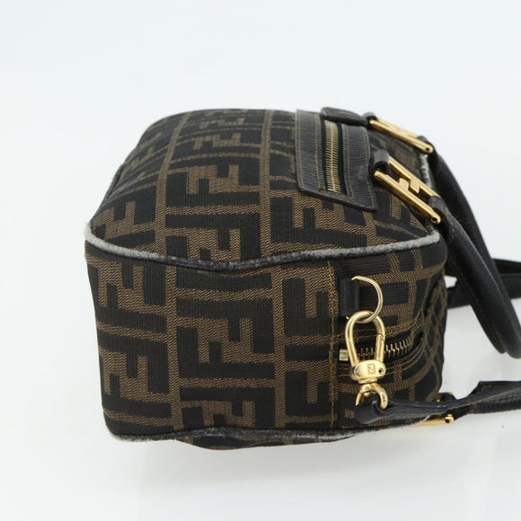 FENDI Zucca Canvas Hand Bag 2way Black Brown Auth mr2513