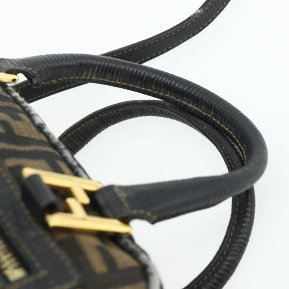 FENDI Zucca Canvas Hand Bag 2way Black Brown Auth mr2513
