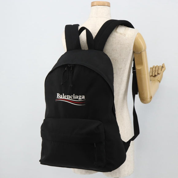 BALENCIAGA Explorer Backpack Canvas Black Silver Auth mr2518A