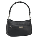 GUCCI Bamboo Shoulder Bag Leather Black Silver 001 3865 Auth mr2519V-1