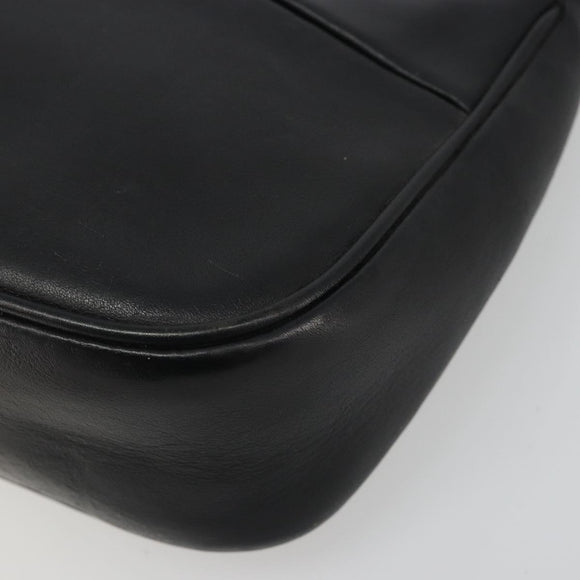 GUCCI Bamboo Shoulder Bag Leather Black Silver 001 3865 Auth mr2519V