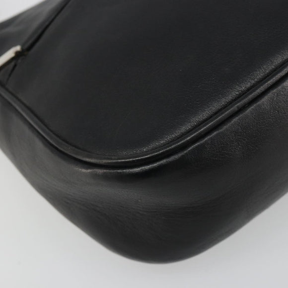 GUCCI Bamboo Shoulder Bag Leather Black Silver 001 3865 Auth mr2519V