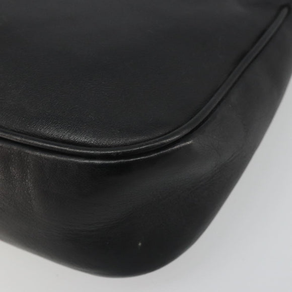GUCCI Bamboo Shoulder Bag Leather Black Silver 001 3865 Auth mr2519V