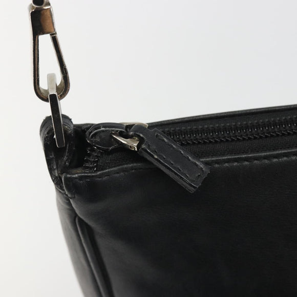GUCCI Bamboo Shoulder Bag Leather Black Silver 001 3865 Auth mr2519V