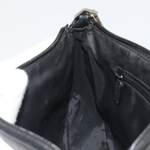 GUCCI Bamboo Shoulder Bag Leather Black Silver 001 3865 Auth mr2519V