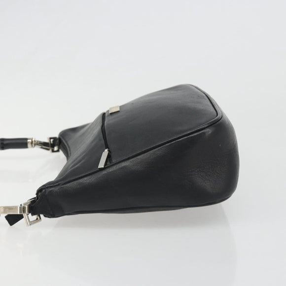 GUCCI Bamboo Shoulder Bag Leather Black Silver 001 3865 Auth mr2519V