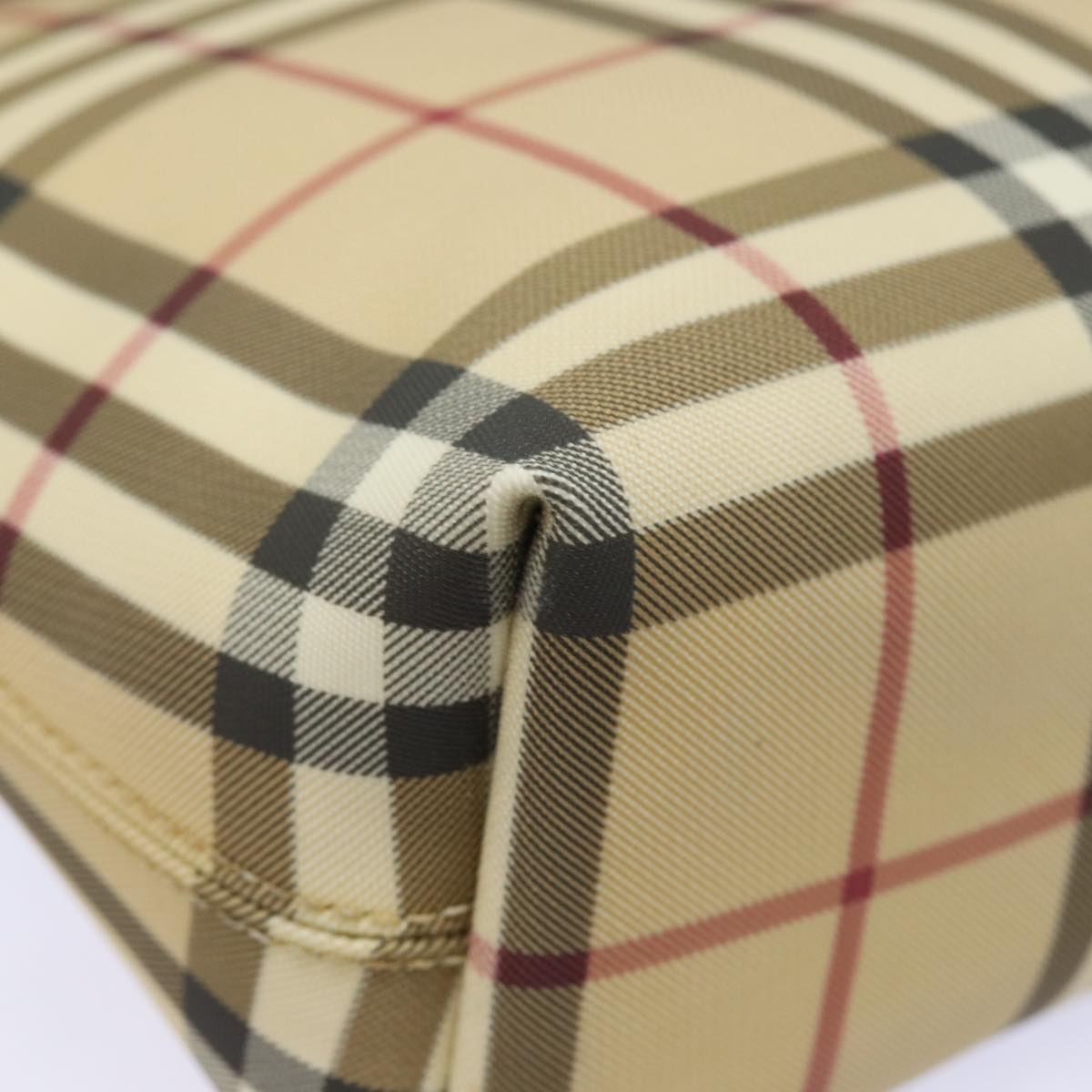 BURBERRY Nova Check Shoulder Bag PVC Leather Beige Auth mr252