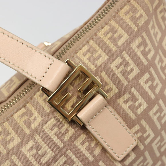 FENDI Zucchino Canvas Tote Bag Beige Gold Auth mr2521A