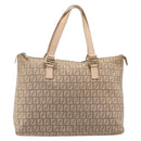 FENDI Zucchino Canvas Tote Bag Beige Gold Auth mr2521A-13