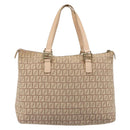 FENDI Zucchino Canvas Tote Bag Beige Gold Auth mr2521A-2
