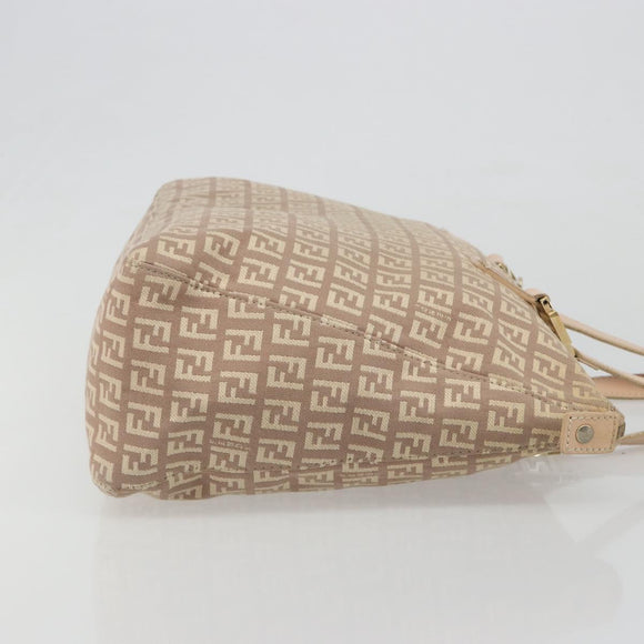 FENDI Zucchino Canvas Tote Bag Beige Gold Auth mr2521A
