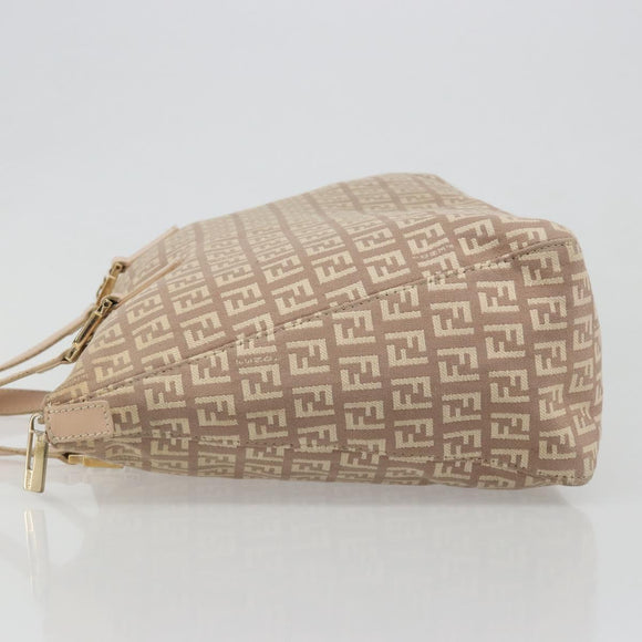 FENDI Zucchino Canvas Tote Bag Beige Gold Auth mr2521A