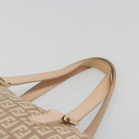FENDI Zucchino Canvas Tote Bag Beige Gold Auth mr2521A