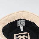 CHANEL Hat Canvas S Beige CC Auth mr2524A-11