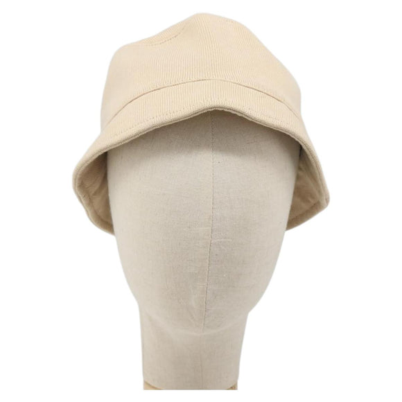 CHANEL Hat Canvas S Beige CC Auth mr2524A