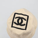 CHANEL Hat Canvas S Beige CC Auth mr2524A-6