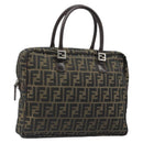 FENDI Zucca Canvas Hand Bag Black Brown Auth mr2526A-1