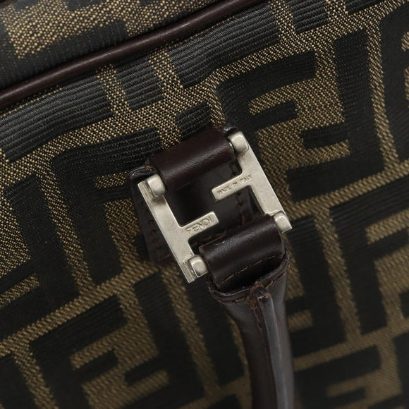FENDI Zucca Canvas Hand Bag Black Brown Auth mr2526A