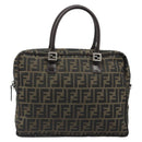 FENDI Zucca Canvas Hand Bag Black Brown Auth mr2526A-13