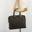FENDI Zucca Canvas Hand Bag Black Brown Auth mr2526A-23