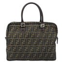 FENDI Zucca Canvas Hand Bag Black Brown Auth mr2526A-2