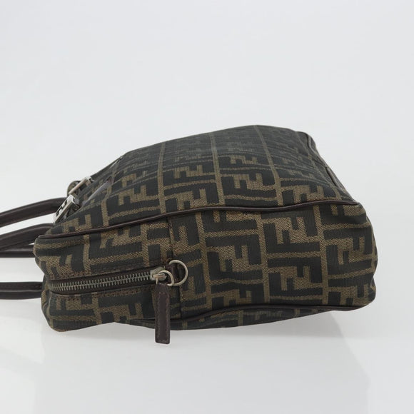 FENDI Zucca Canvas Hand Bag Black Brown Auth mr2526A