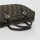 FENDI Zucca Canvas Hand Bag Black Brown Auth mr2526A-7