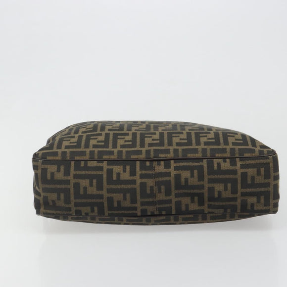 FENDI Zucca Canvas Hand Bag Black Brown Auth mr2526A