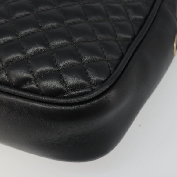 GUCCI GG Marmont Web Sherry Line Bag Leather Perfo Black Gold 541051 Auth mr2530