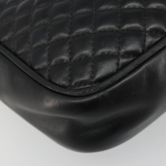 GUCCI GG Marmont Web Sherry Line Bag Leather Perfo Black Gold 541051 Auth mr2530