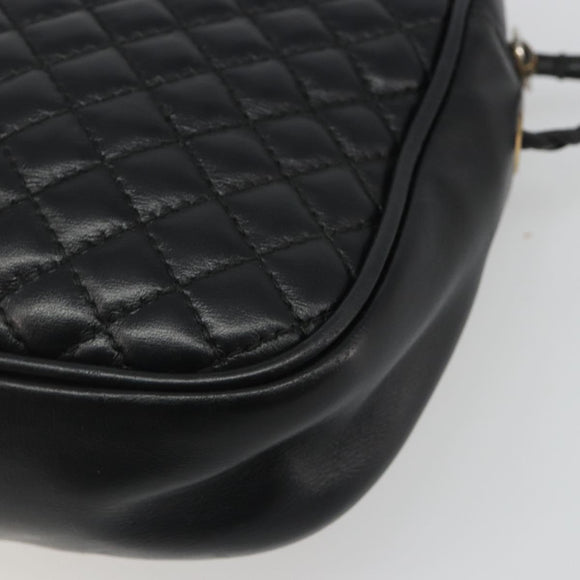 GUCCI GG Marmont Web Sherry Line Bag Leather Perfo Black Gold 541051 Auth mr2530