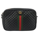 GUCCI GG Marmont Web Sherry Line Bag Leather Perfo Black Gold 541051 Auth mr2530-2