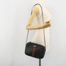 GUCCI GG Marmont Web Sherry Line Bag Leather Perfo Black Gold 541051 Auth mr2530-23