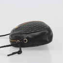 GUCCI GG Marmont Web Sherry Line Bag Leather Perfo Black Gold 541051 Auth mr2530-5