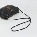 GUCCI GG Marmont Web Sherry Line Bag Leather Perfo Black Gold 541051 Auth mr2530-7